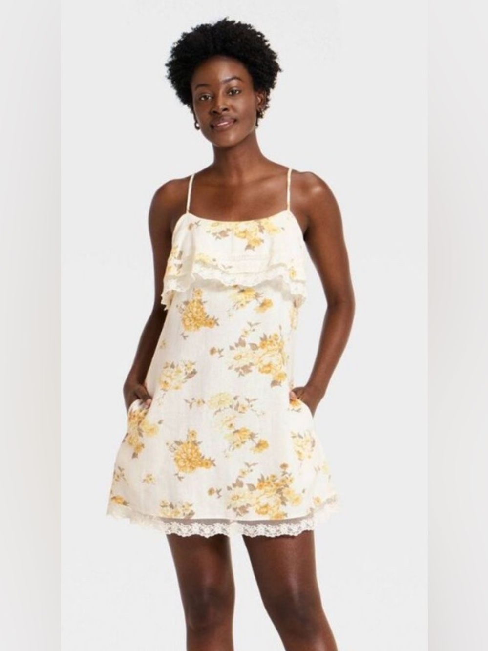 Universal Thread Yellow Floral Ruffle Sundress